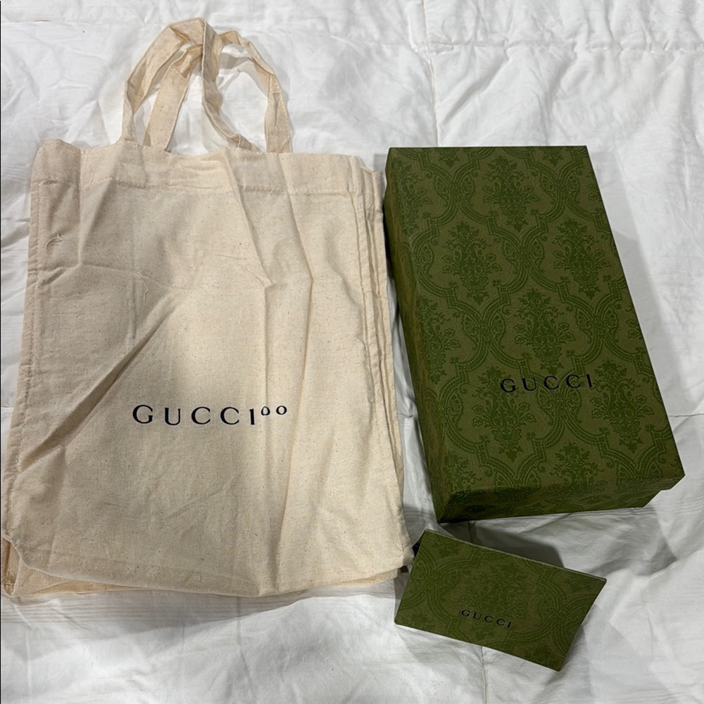 Gucci Canvas Tote with Green Box Set
